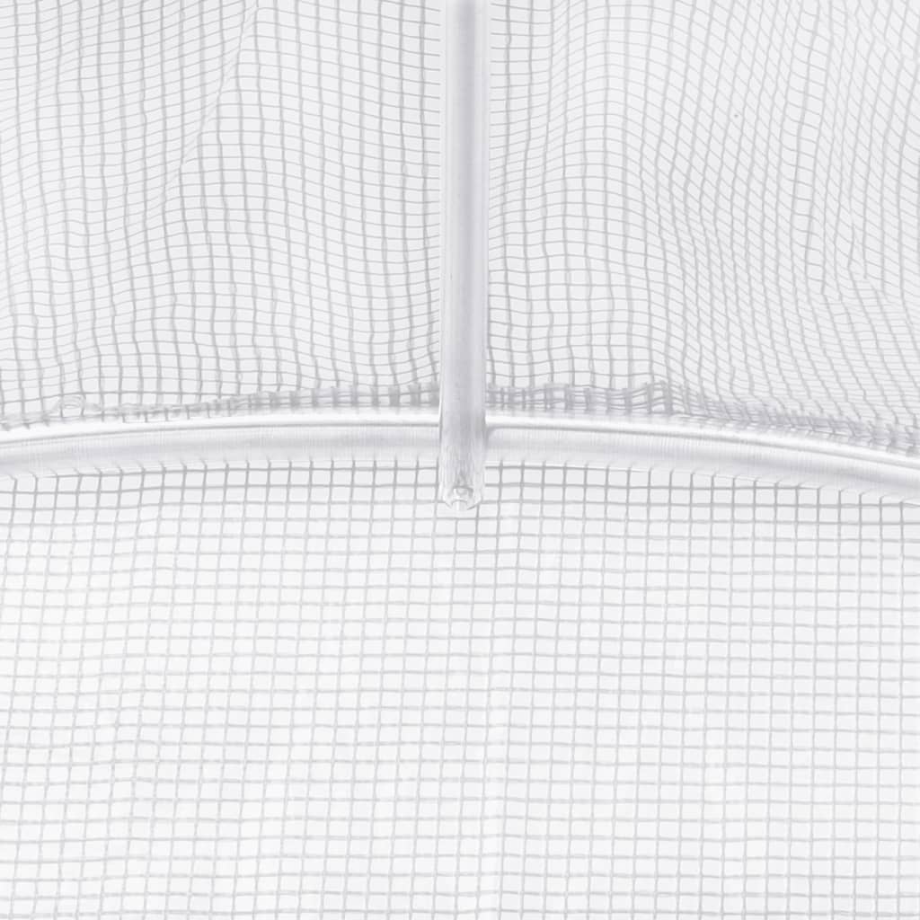 fehér acélvázas melegház 36 m² 18 x 2 x 2 m