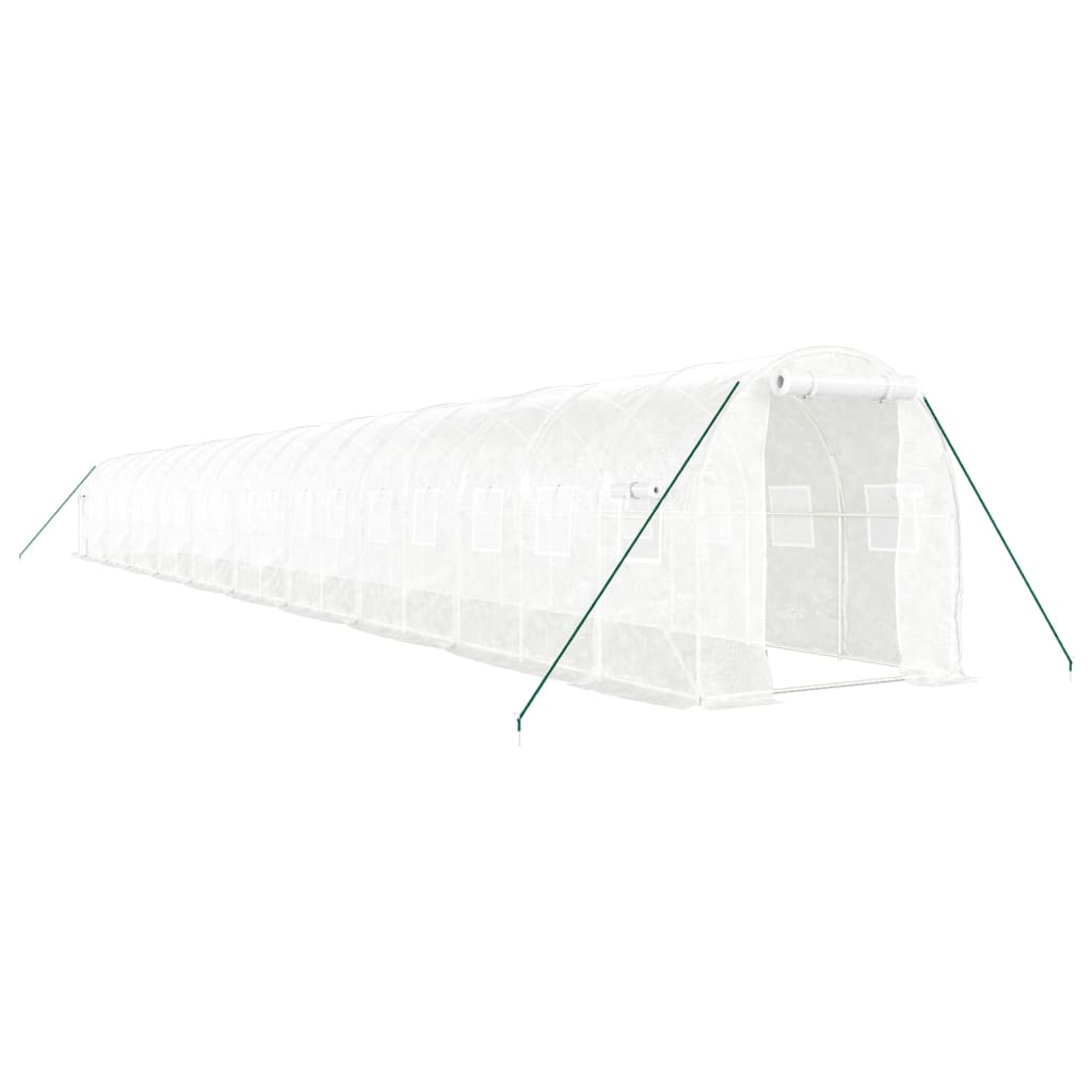 fehér acélvázas melegház 40 m² 20x2x2 m