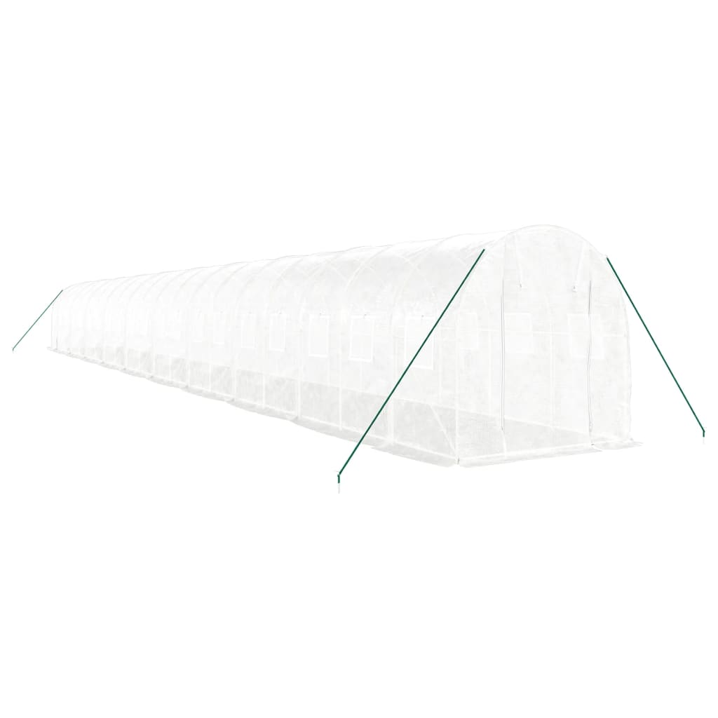 fehér acélvázas melegház 40 m² 20x2x2 m