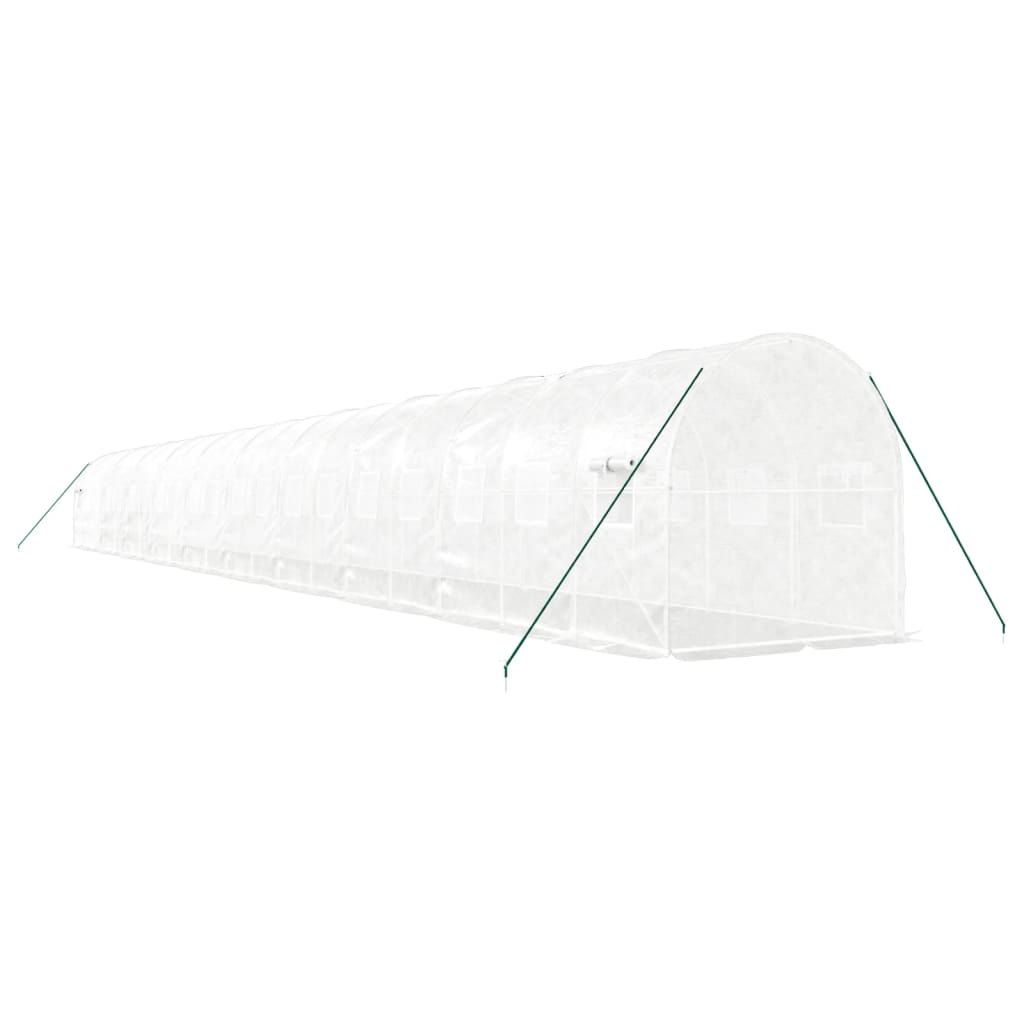 fehér acélvázas melegház 40 m² 20x2x2 m