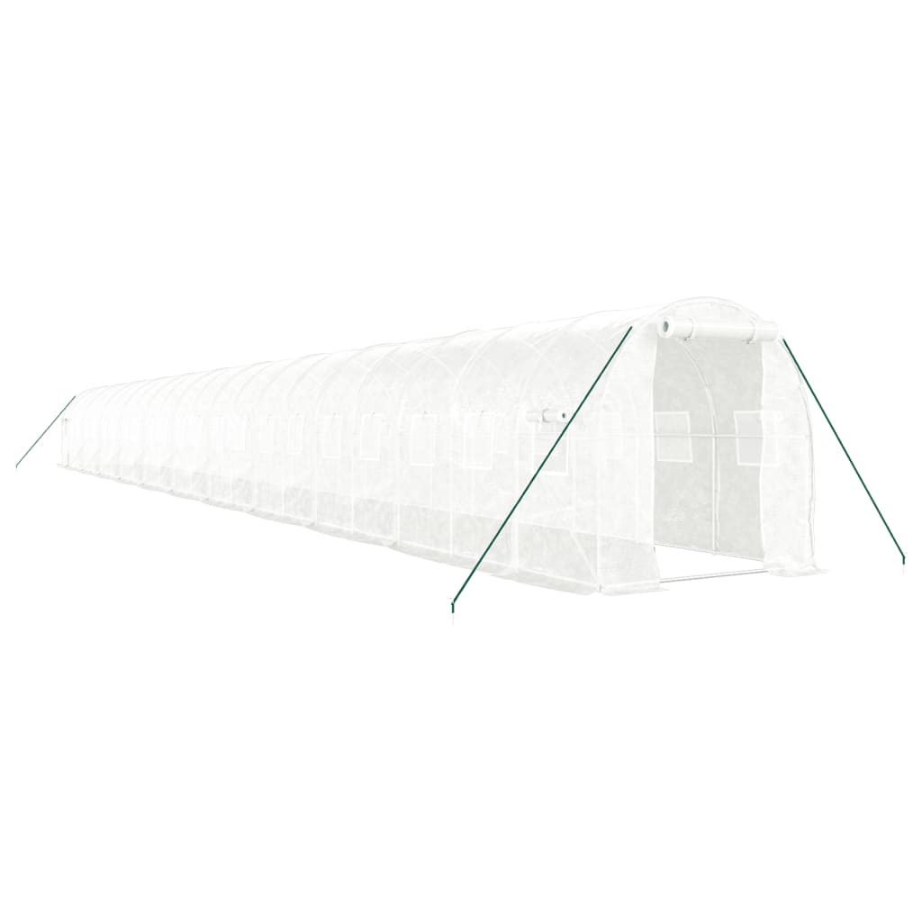 fehér acélvázas melegház 44 m² 22x2x2 m