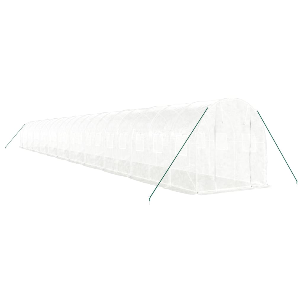 fehér acélvázas melegház 44 m² 22x2x2 m