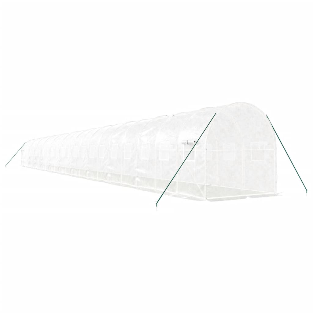 fehér acélvázas melegház 44 m² 22x2x2 m