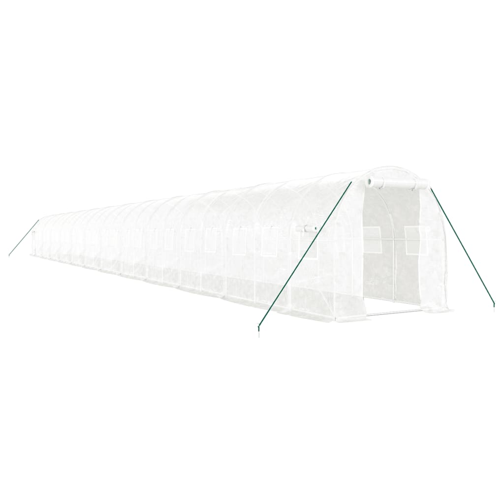 fehér acélvázas melegház 48 m² 24 x 2 x 2 m