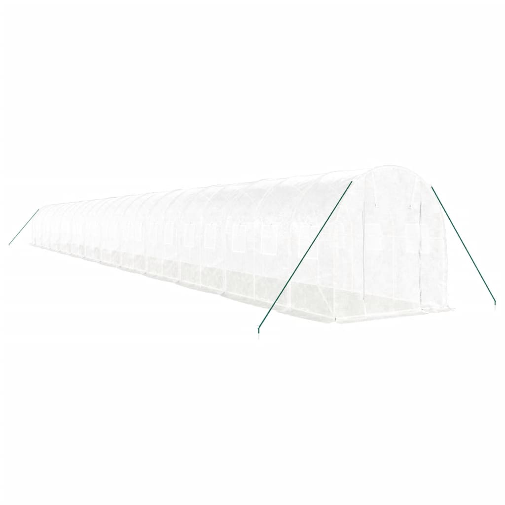 fehér acélvázas melegház 48 m² 24 x 2 x 2 m