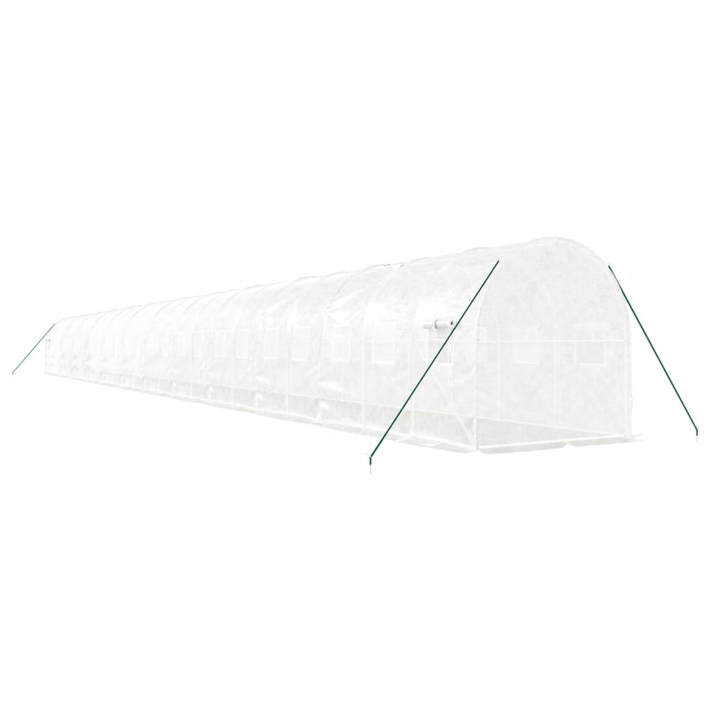 fehér acélvázas melegház 48 m² 24 x 2 x 2 m