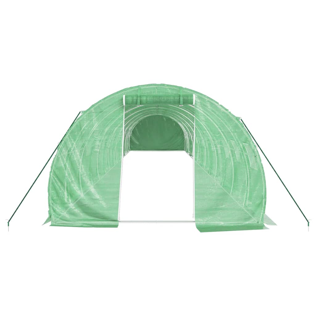 zöld acélvázas melegház 42 m² 14 x 3 x 2 m