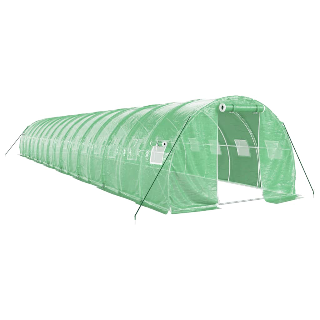 zöld acélvázas melegház 48 m² 16 x 3 x 2 m