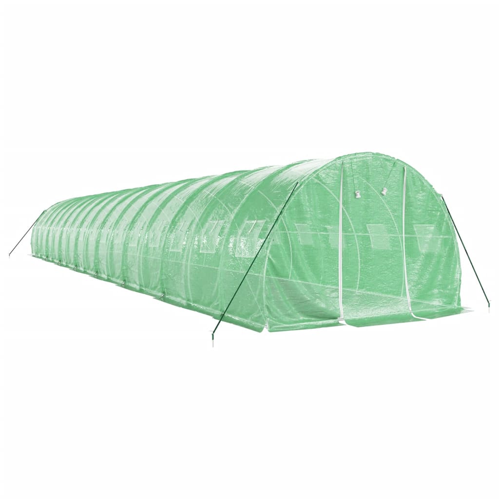 zöld acélvázas melegház 48 m² 16 x 3 x 2 m