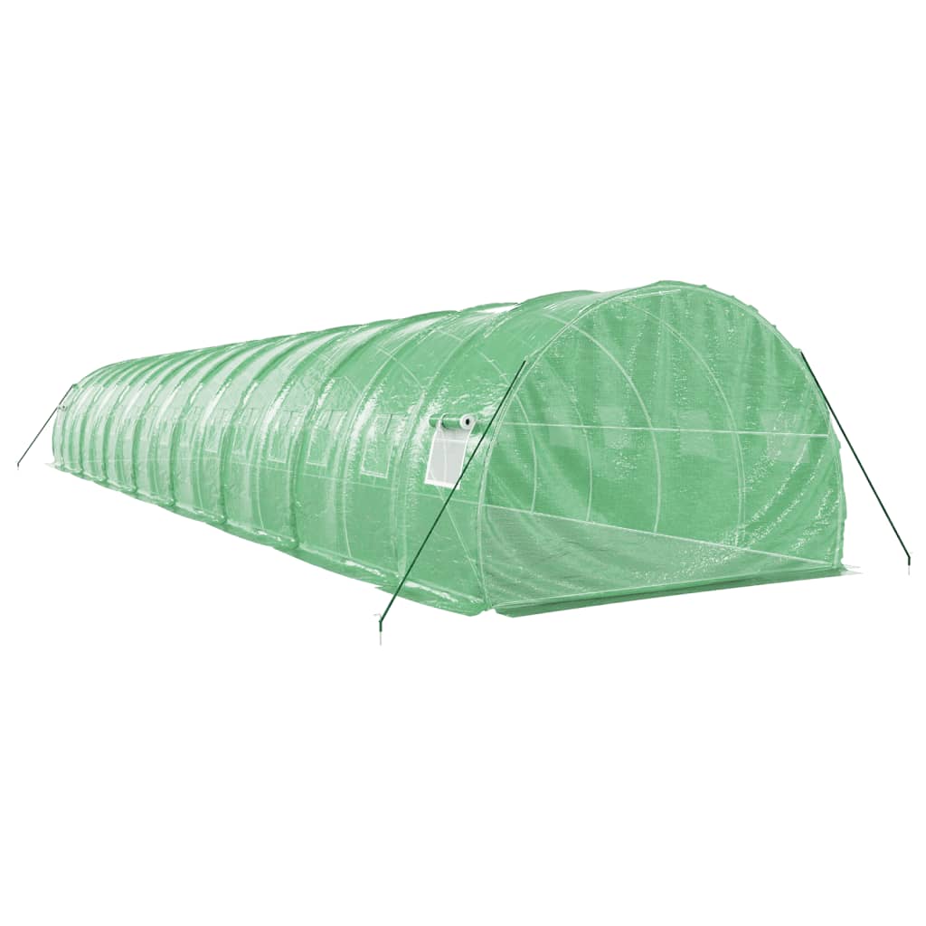 zöld acélvázas melegház 48 m² 16 x 3 x 2 m