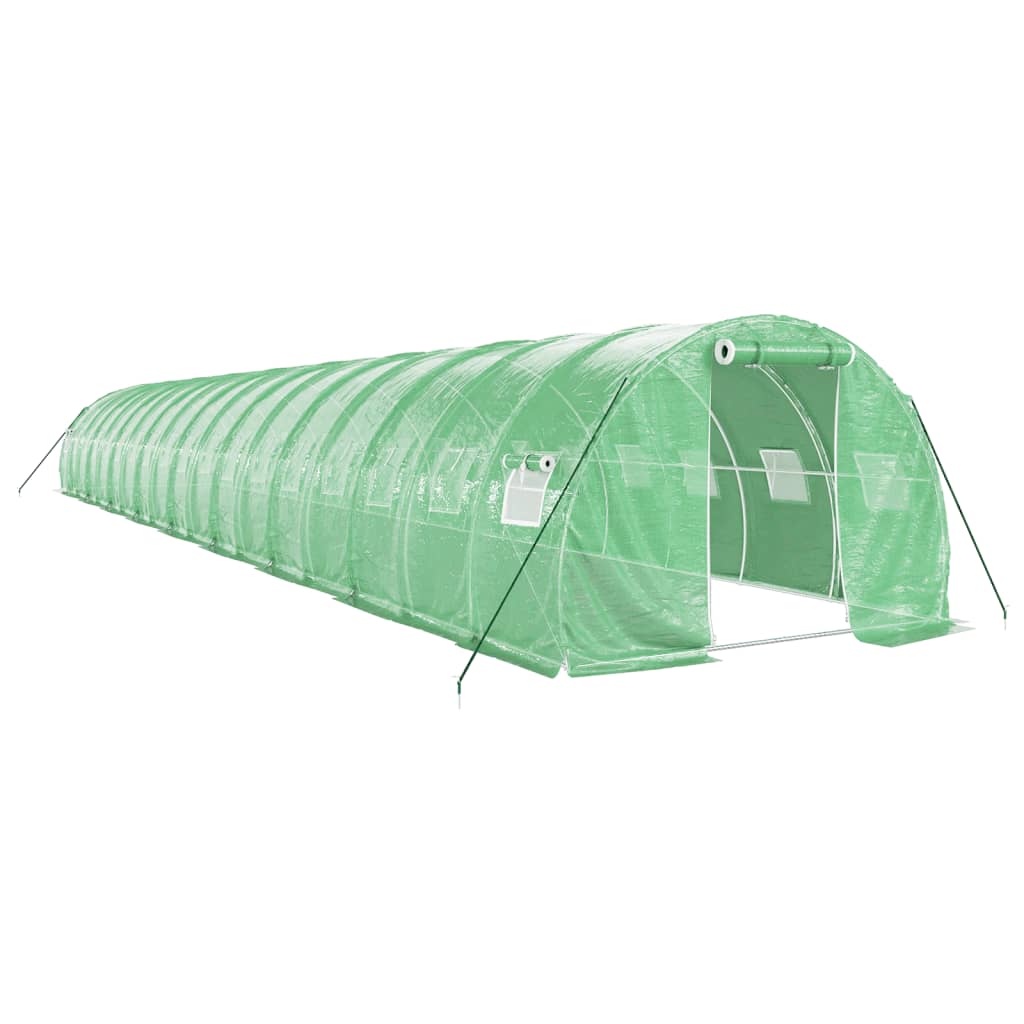 zöld acélvázas melegház 54 m² 18 x 3 x 2 m