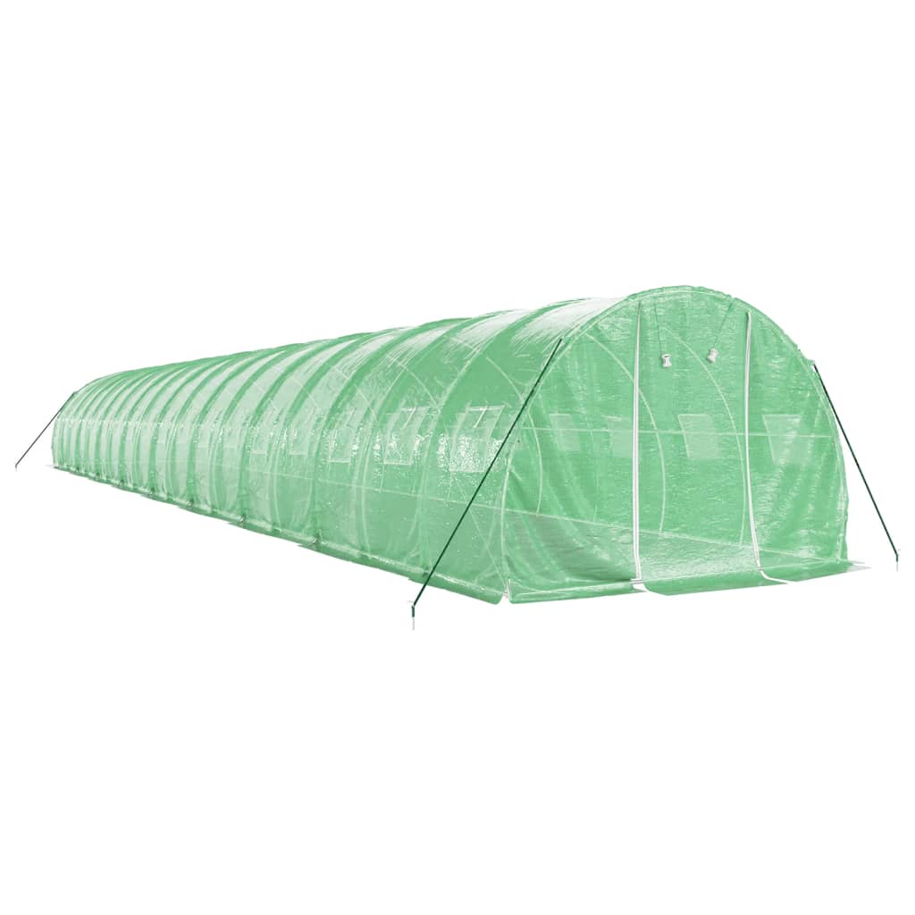 zöld acélvázas melegház 54 m² 18 x 3 x 2 m