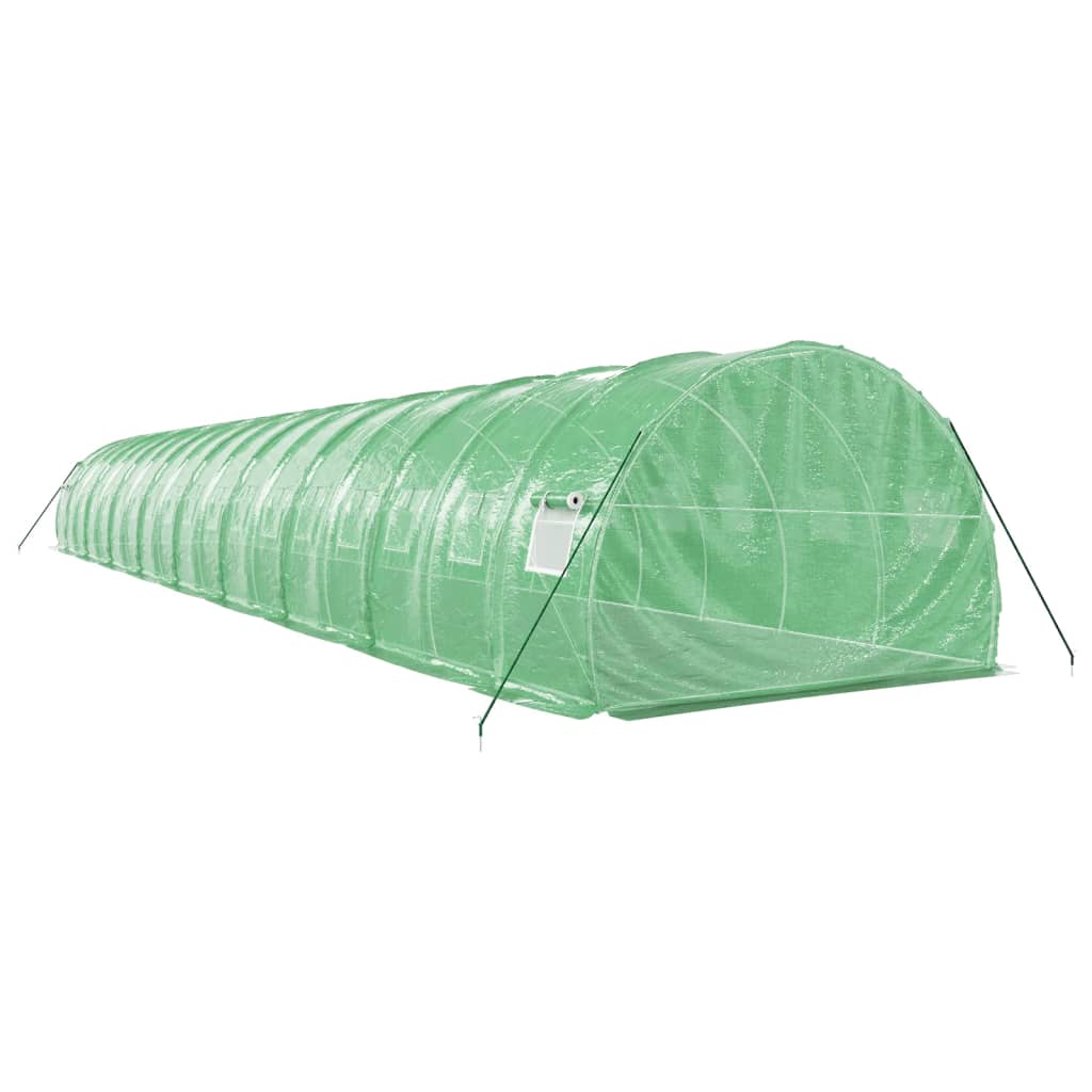 zöld acélvázas melegház 54 m² 18 x 3 x 2 m