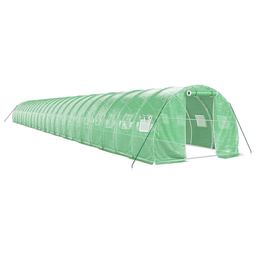 zöld acélvázas melegház 72 m² 24 x 3 x 2 m