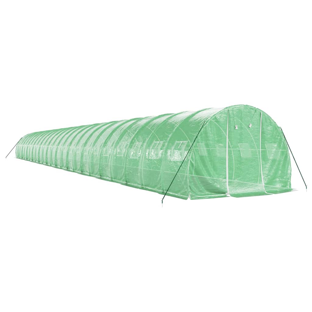 zöld acélvázas melegház 72 m² 24 x 3 x 2 m