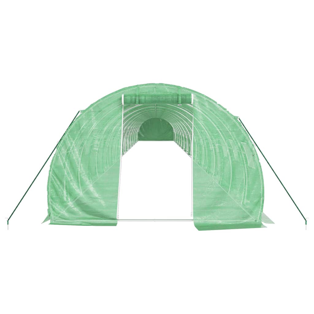 zöld acélvázas melegház 72 m² 24 x 3 x 2 m