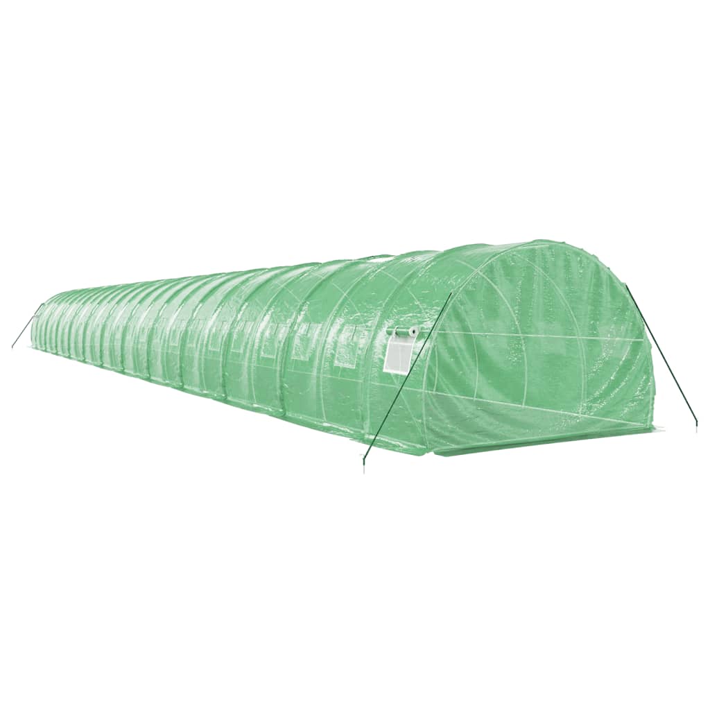 zöld acélvázas melegház 72 m² 24 x 3 x 2 m