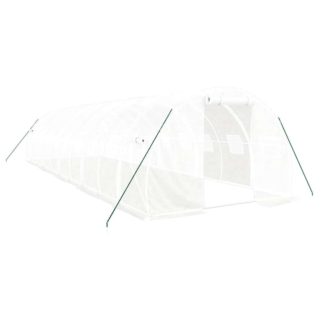fehér acélvázas melegház 30 m² 10x3x2 m