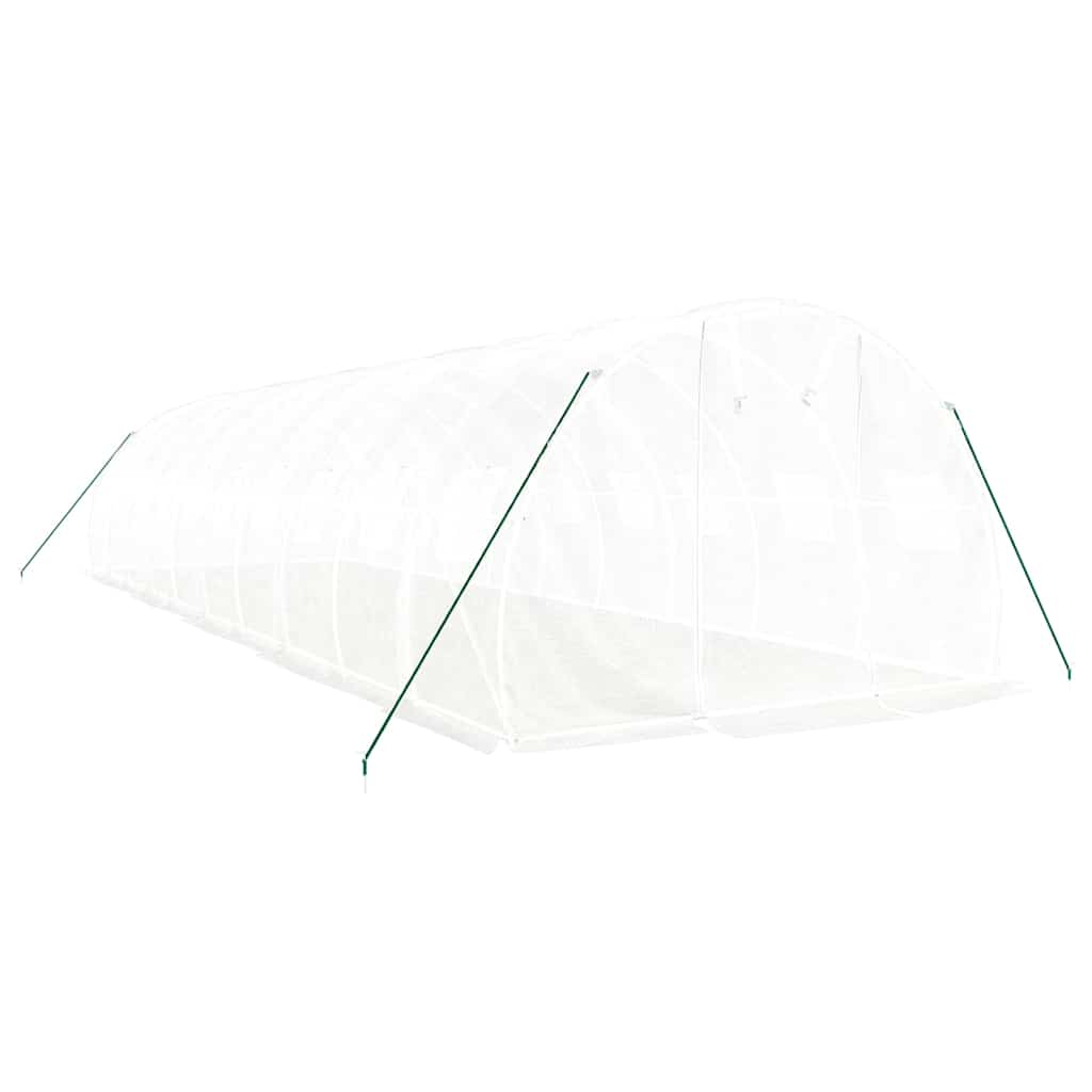 fehér acélvázas melegház 30 m² 10x3x2 m
