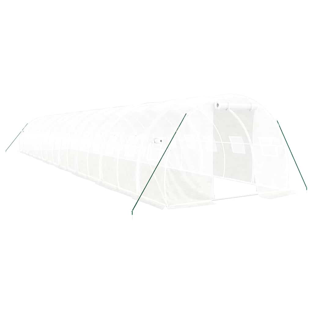 fehér acélvázas melegház 48 m² 16 x 3 x 2 m