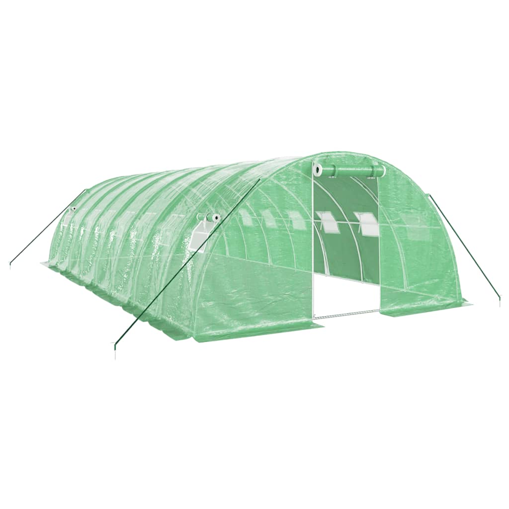 zöld acélvázas melegház 32 m² 8 x 4 x 2 m