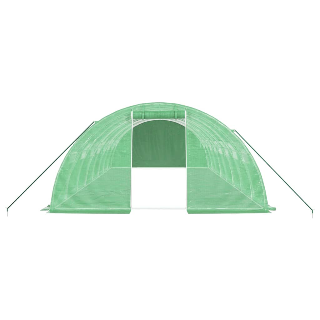 zöld acélvázas melegház 32 m² 8 x 4 x 2 m
