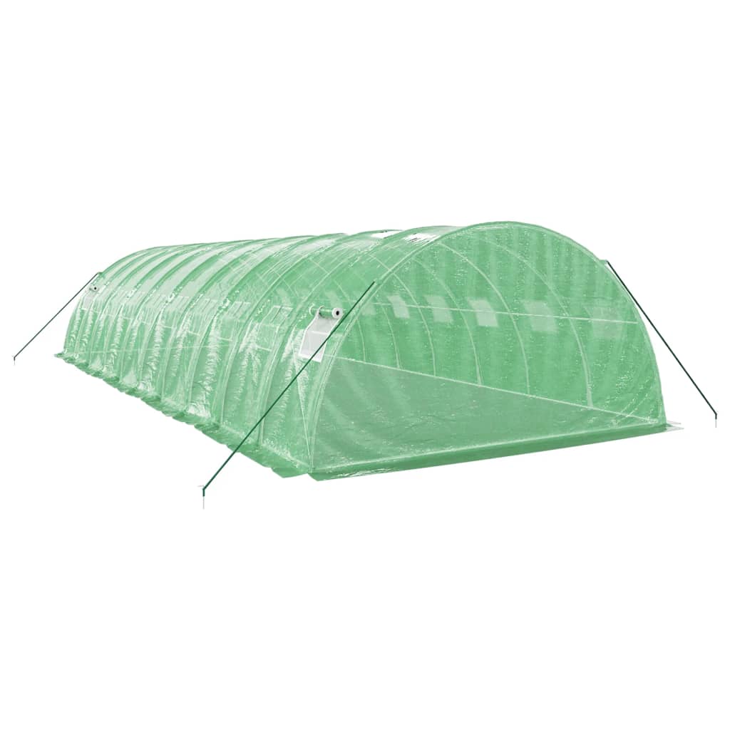 zöld acélvázas melegház 40 m² 10 x 4 x 2 m