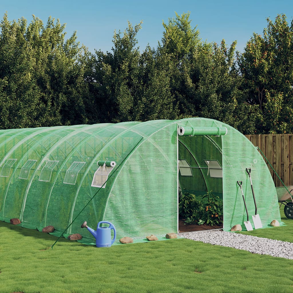 zöld acélvázas melegház 40 m² 10 x 4 x 2 m