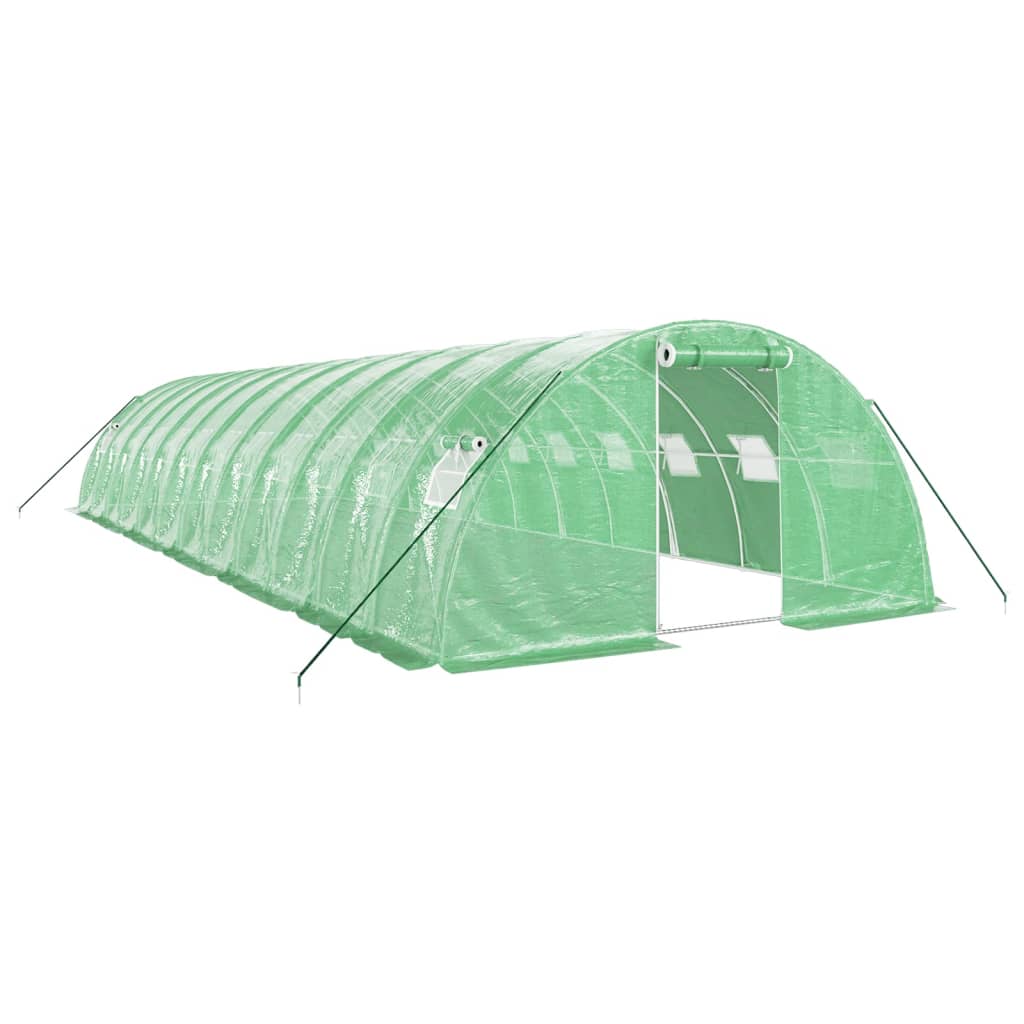 zöld acélvázas melegház 48 m² 12 x 4 x 2 m