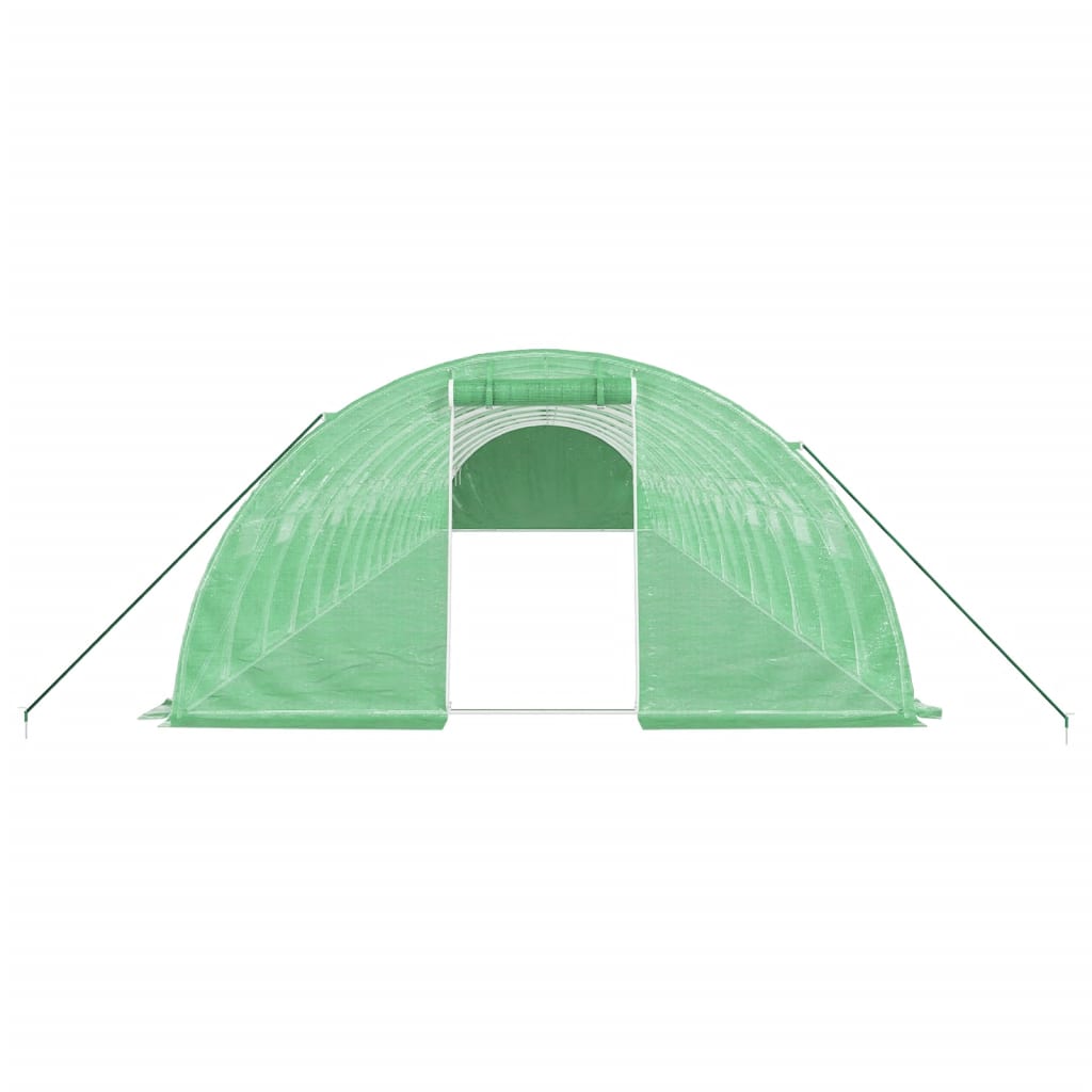 zöld acélvázas melegház 64 m² 16 x 4 x 2 m