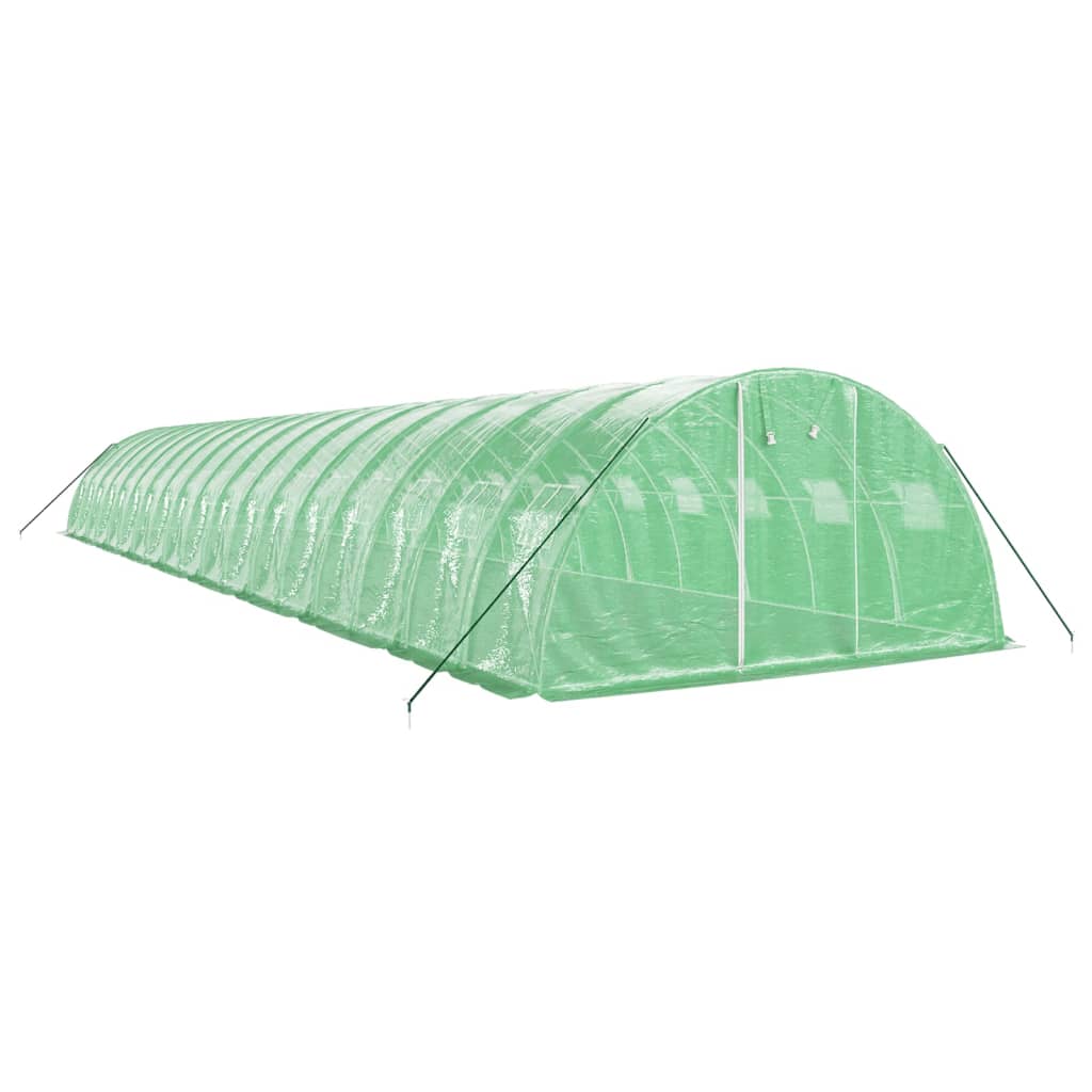 zöld acélvázas melegház 72 m² 18 x 4 x 2 m