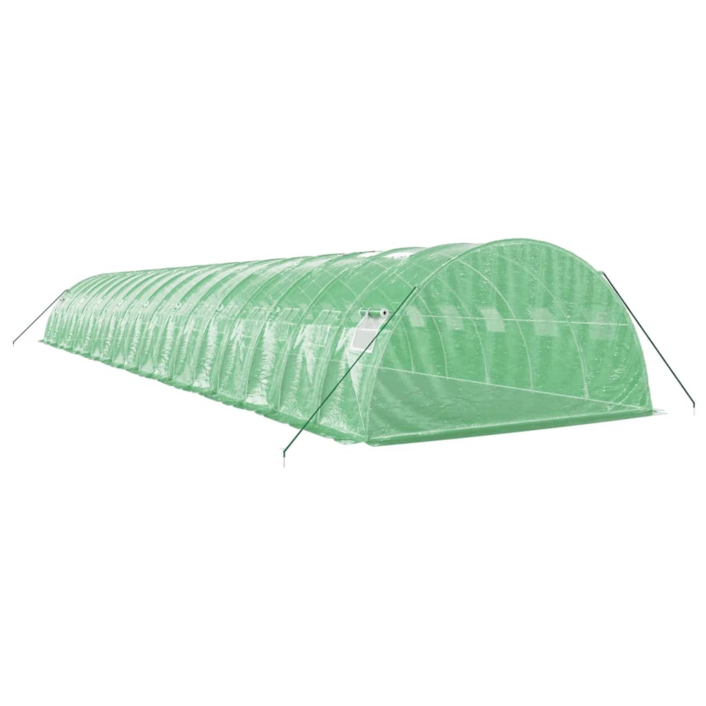 zöld acélvázas melegház 72 m² 18 x 4 x 2 m