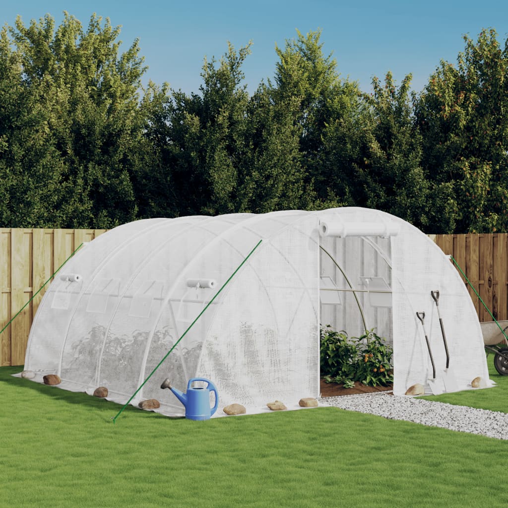 üvegház acélvázzal, fehér, 16 m², 4 x 4 x 2 m