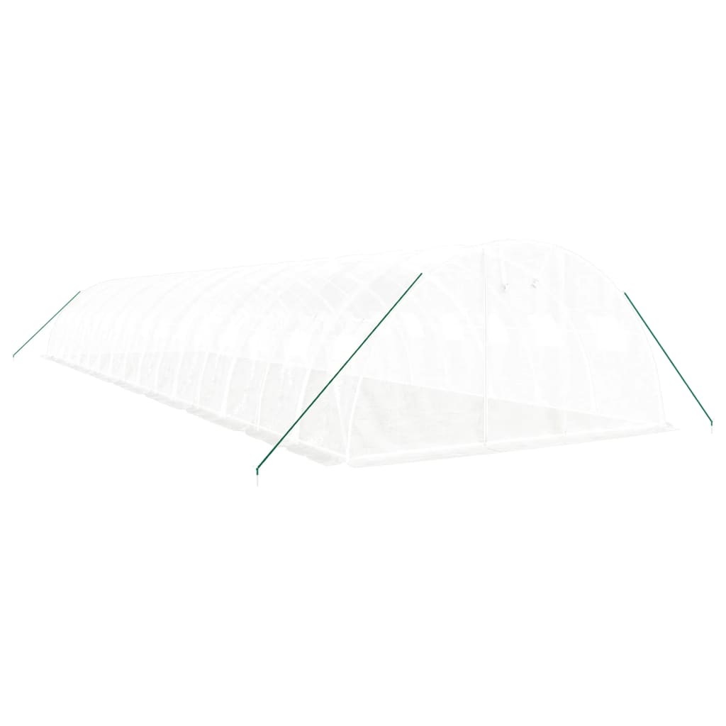 fehér acélvázas melegház 64 m² 16 x 4 x 2 m