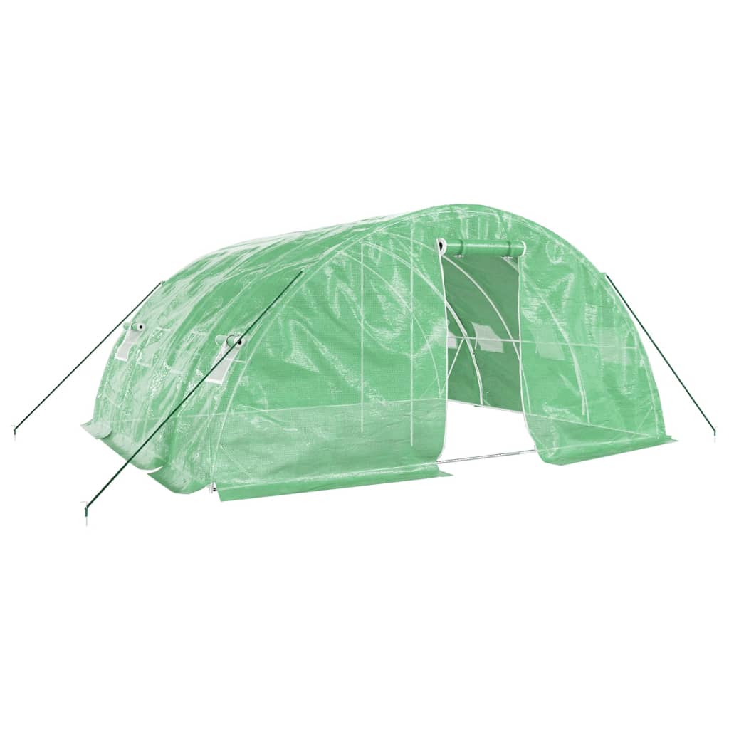 zöld acélvázas melegház 20 m² 5 x 4 x 2,3 m