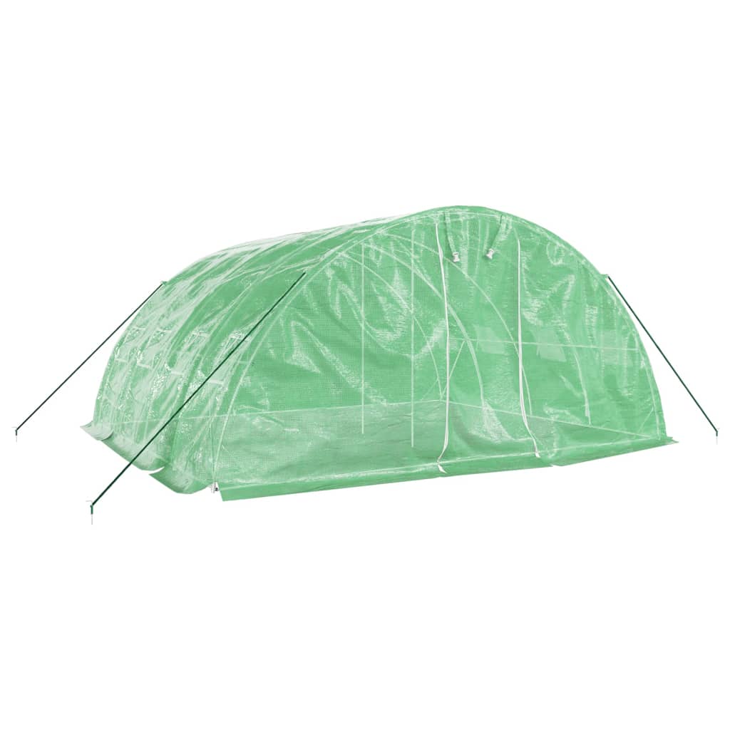 zöld acélvázas melegház 20 m² 5 x 4 x 2,3 m