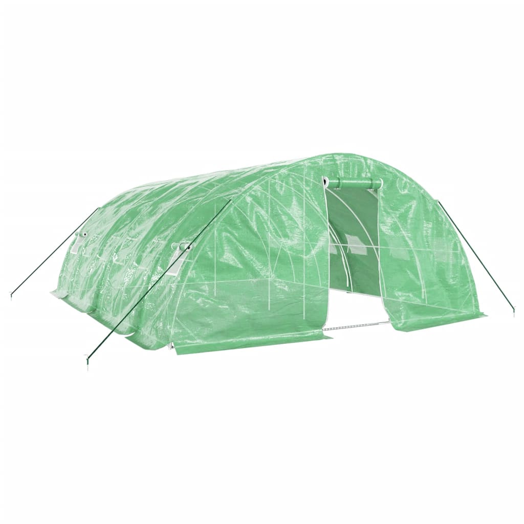 zöld acélvázas melegház 30 m² 6 x 5 x 2,3 m