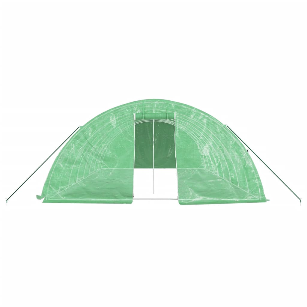 zöld acélvázas melegház 40 m² 8 x 5 x 2,3 m