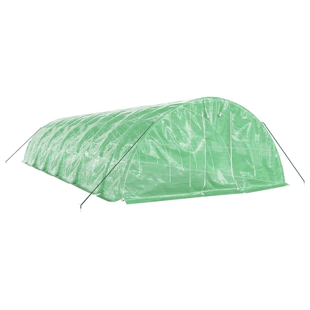 zöld acélvázas melegház 60 m² 12 x 5 x 2,3 m