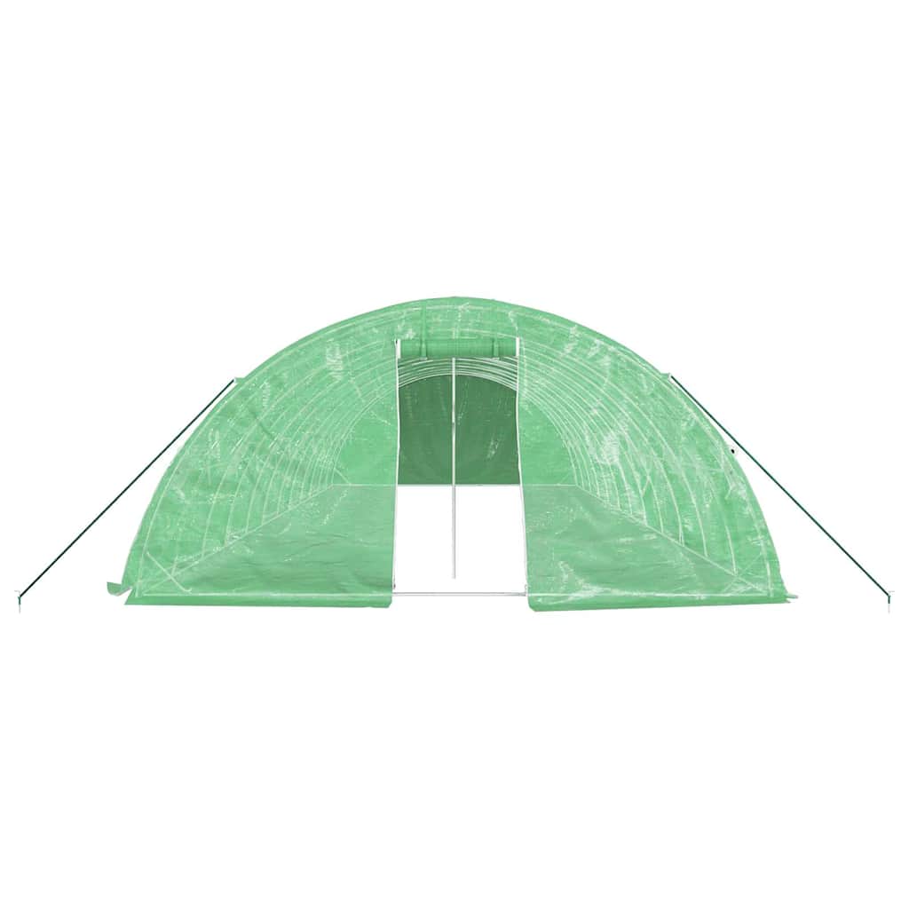 zöld acélvázas melegház 60 m² 12 x 5 x 2,3 m