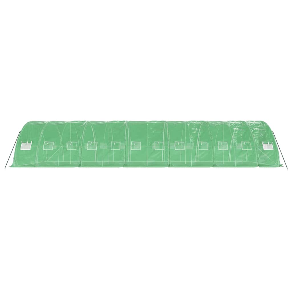 zöld acélvázas melegház 60 m² 12 x 5 x 2,3 m