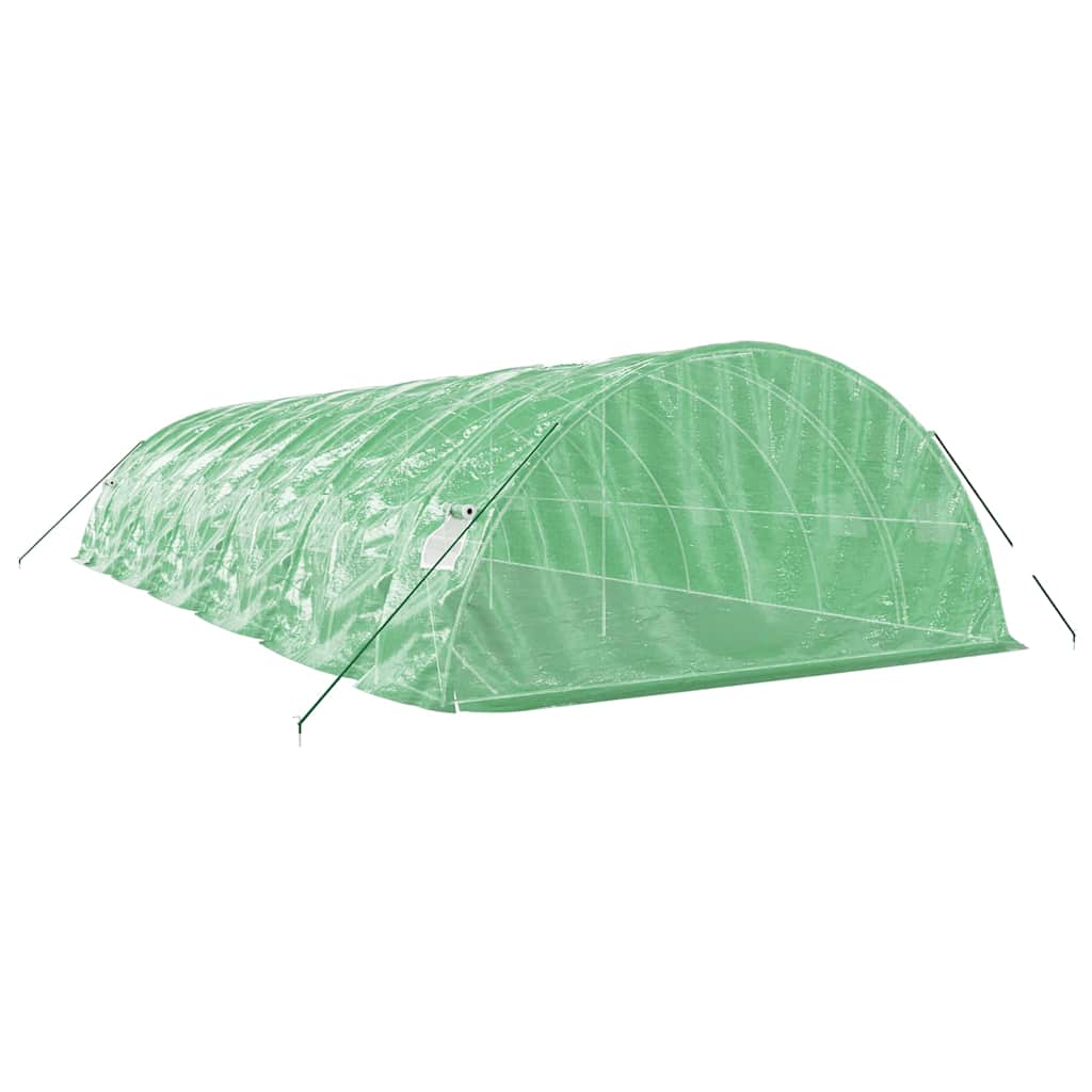 zöld acélvázas melegház 60 m² 12 x 5 x 2,3 m