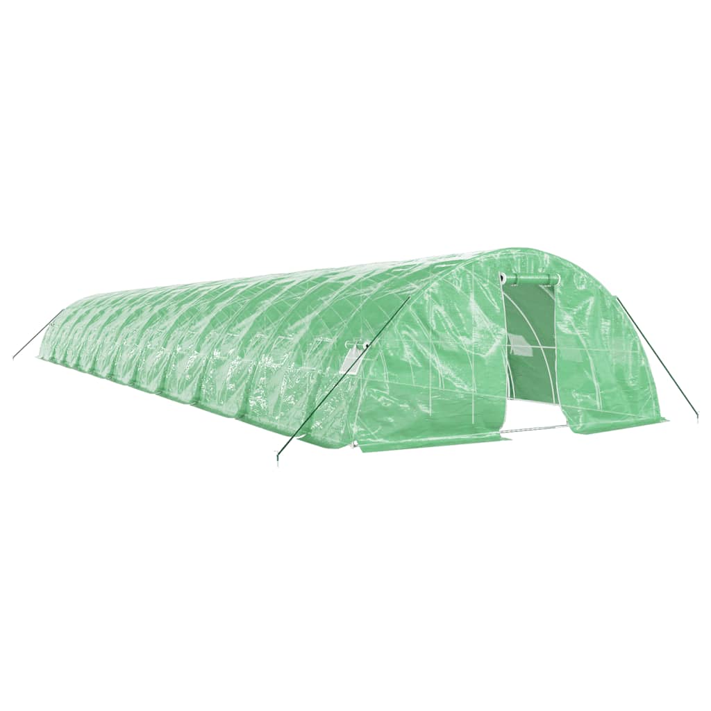 zöld acélvázas melegház 110 m² 22 x 5 x 2,3 m