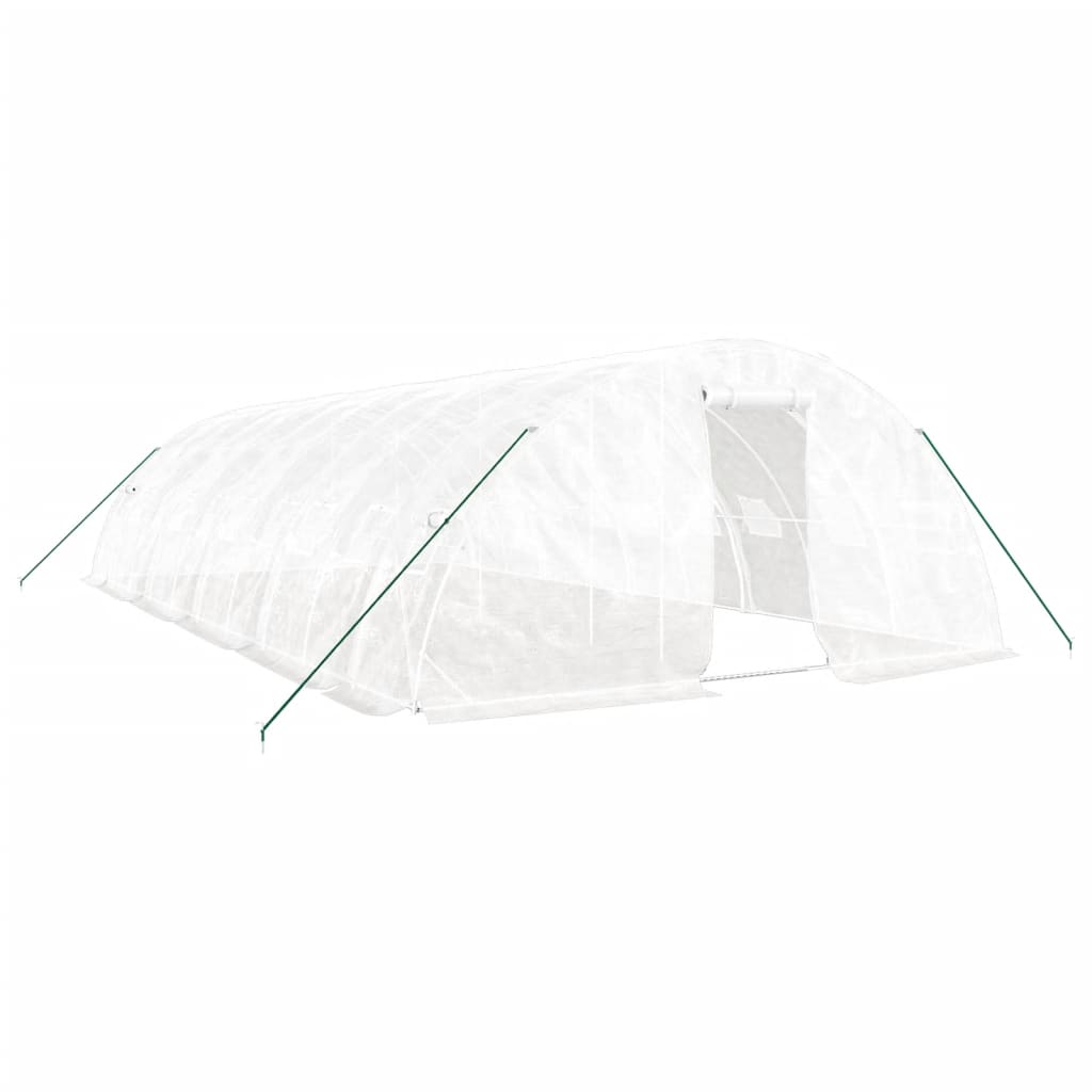 fehér acélvázas melegház 50 m² 10 x 5 x 2,3 m