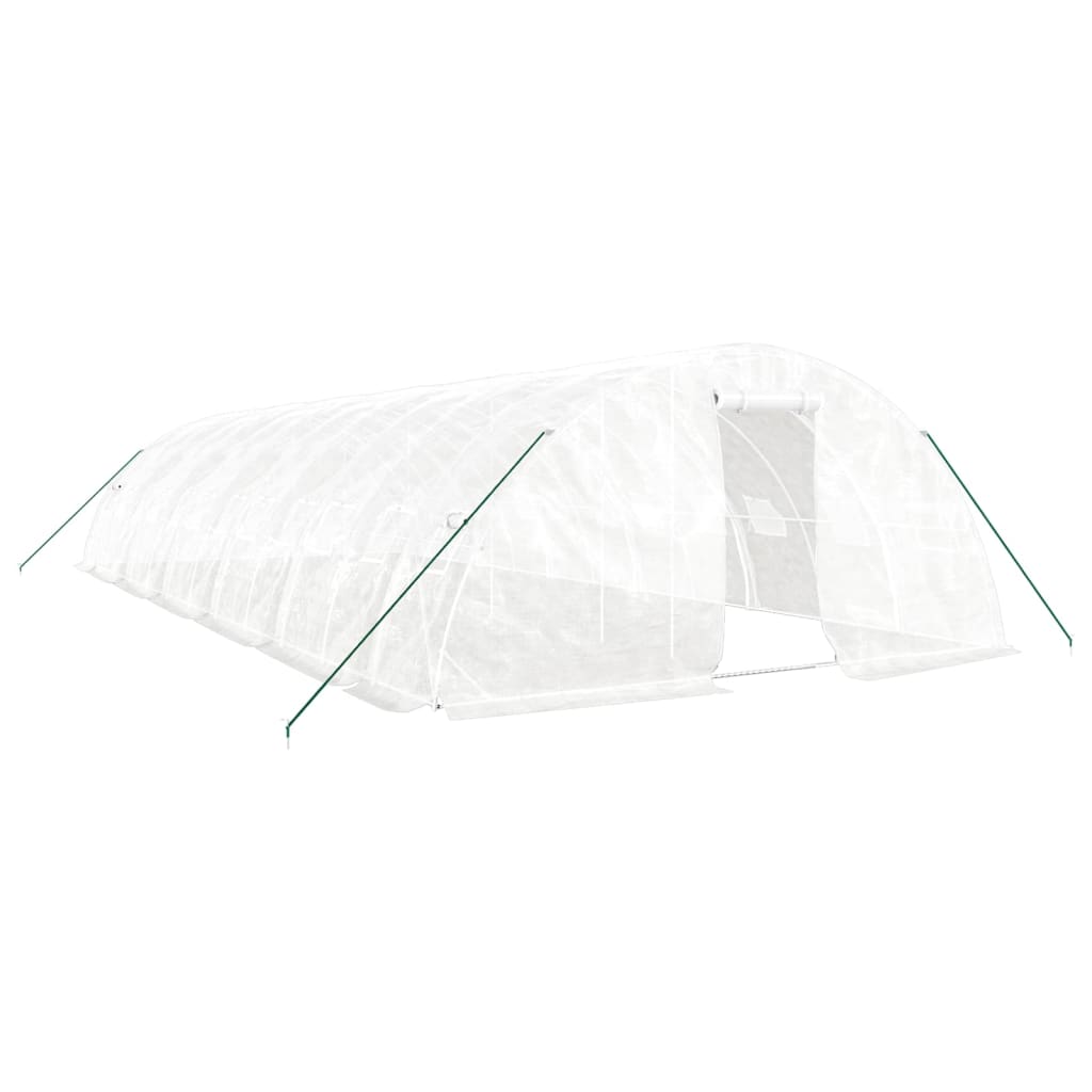fehér acélvázas melegház 60 m² 12 x 5 x 2,3m