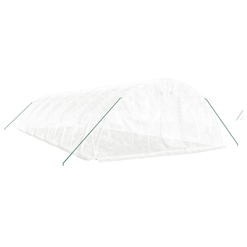 fehér acélvázas melegház 60 m² 12 x 5 x 2,3m