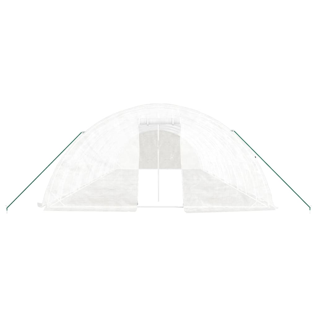 fehér acélvázas melegház 60 m² 12 x 5 x 2,3m