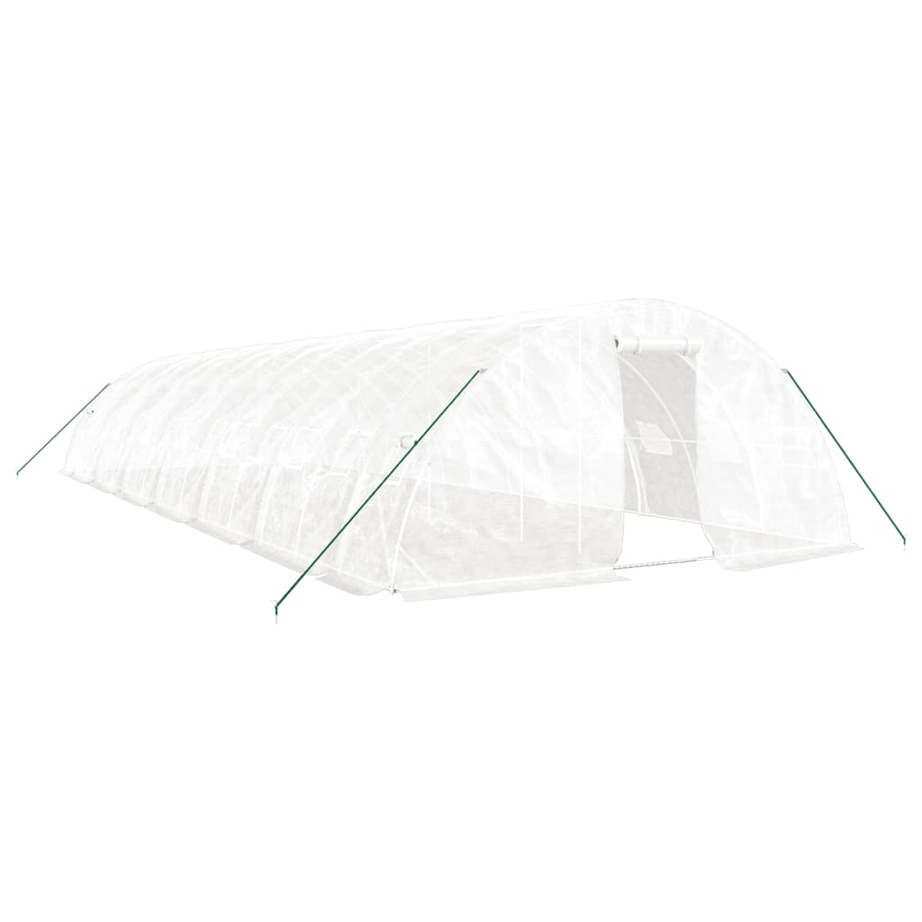 fehér acélvázas melegház 70 m² 14 x 5 x 2,3 m