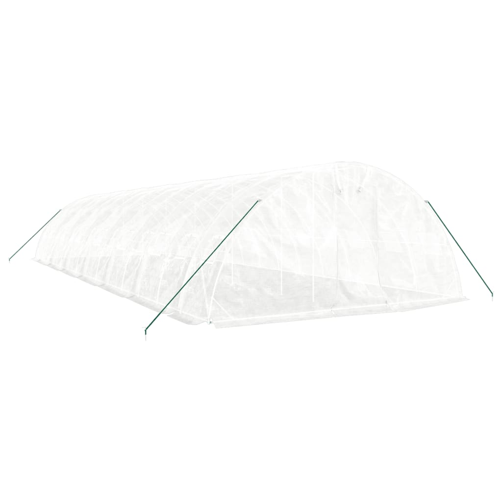 fehér acélvázas melegház 70 m² 14 x 5 x 2,3 m