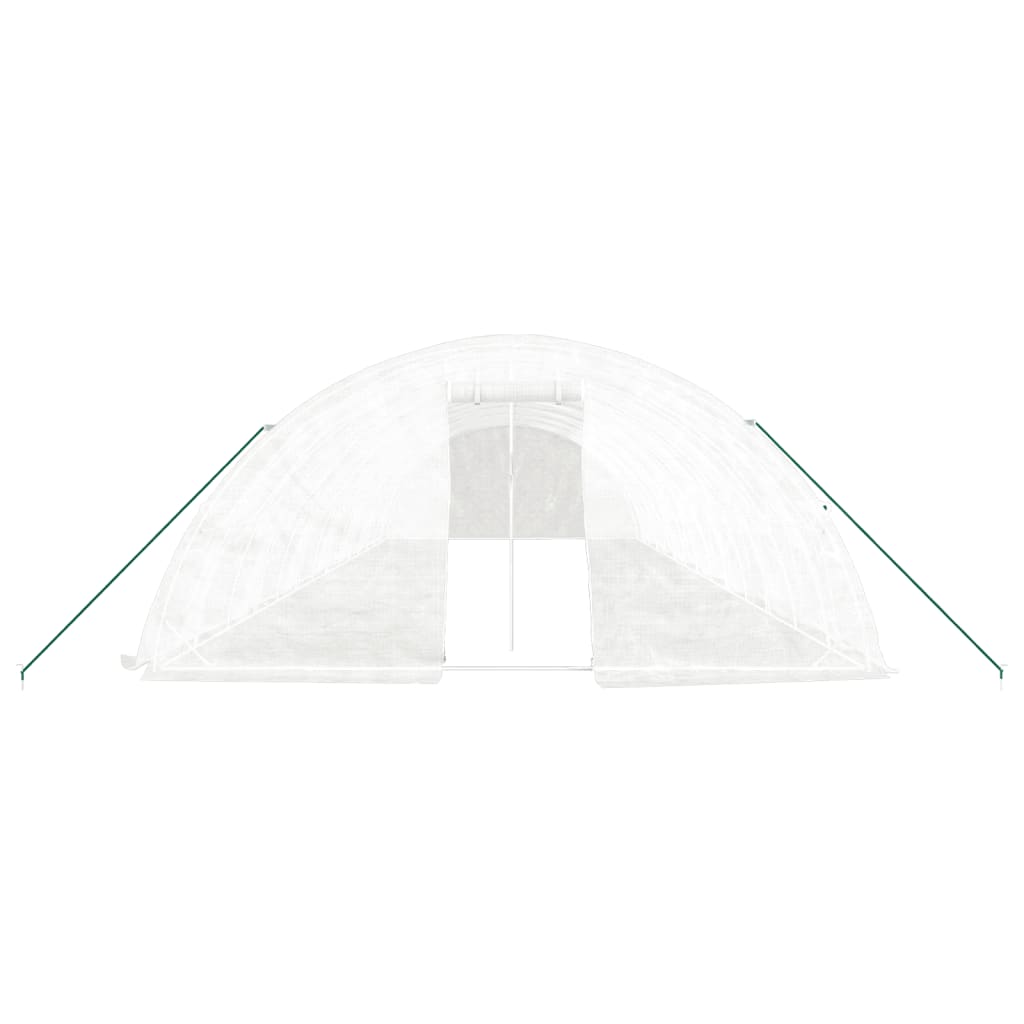 fehér acélvázas melegház 70 m² 14 x 5 x 2,3 m